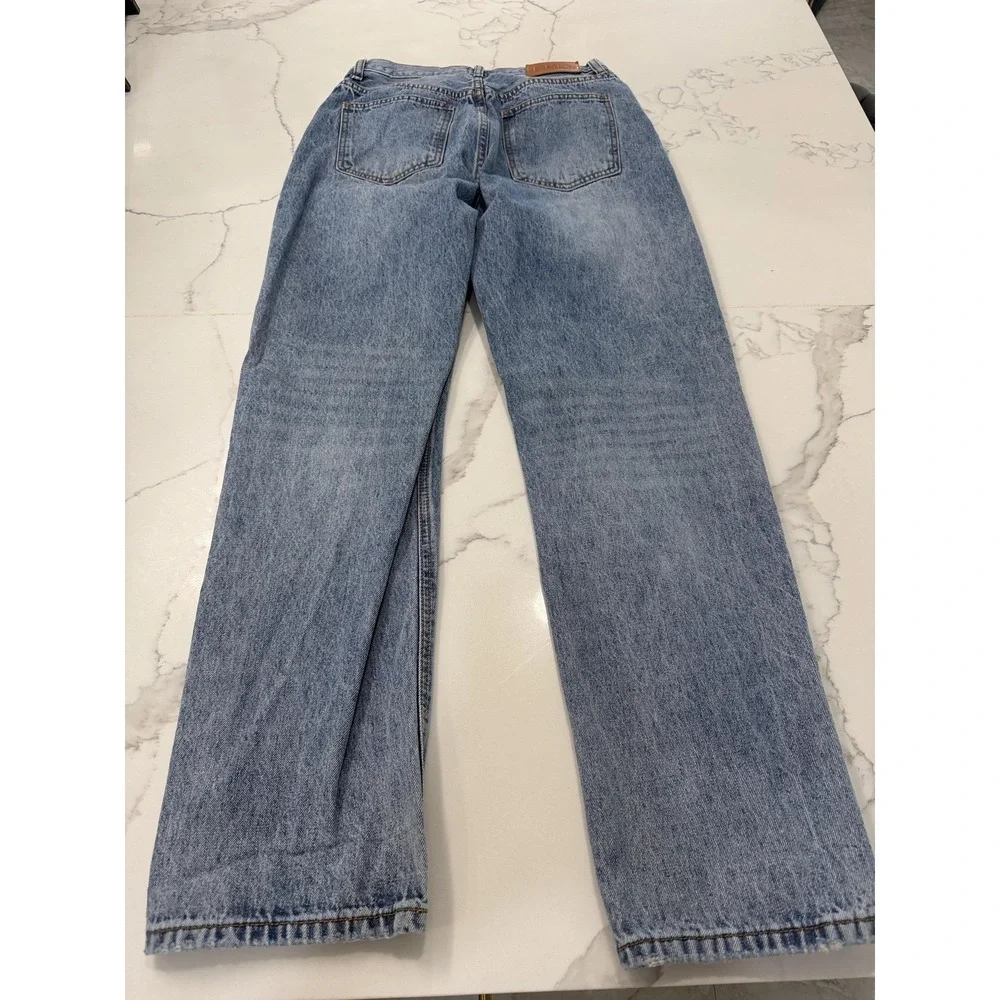 Princess Polly Jeans Womens 4 Blue Straight Leg Relaxed Light Wash 100% Cotton